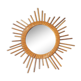 Miroir vintage soleil en rotin 36cm