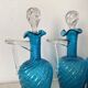 Antique Legras liquor cabinet, decanters and glasses, lion's paw stand