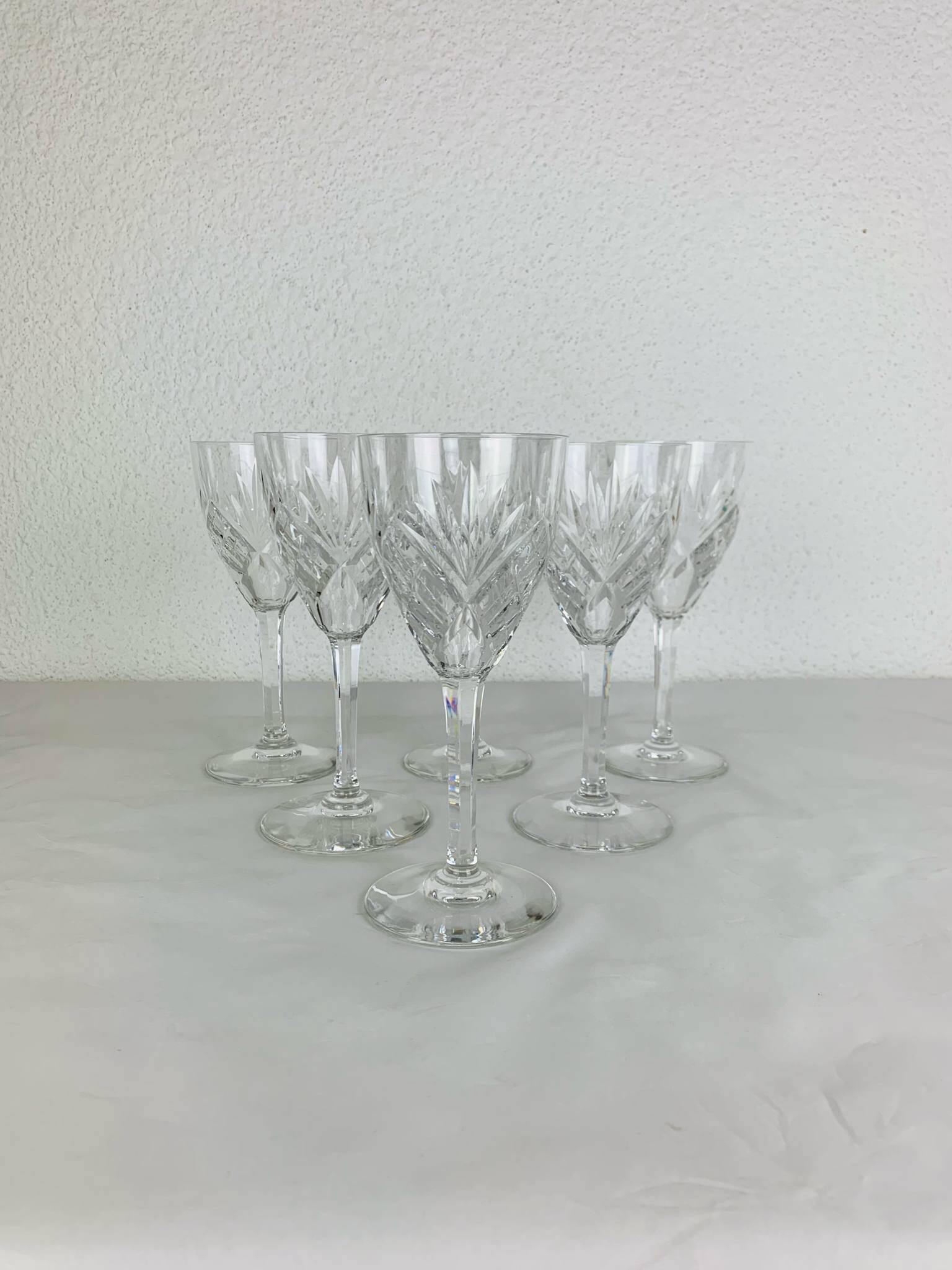 6 large Chantilly model stemmed glasses from Saint Louis, crystal, water or wine