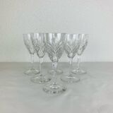 6 large Chantilly model stemmed glasses from Saint Louis, crystal, water or wine