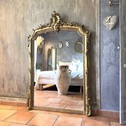19th-century gilded antique pediment mirror