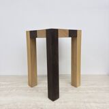 Vintage solid wooden side table chess style , 1970s