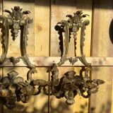 Pair of LXV style gilt bronze wall lights