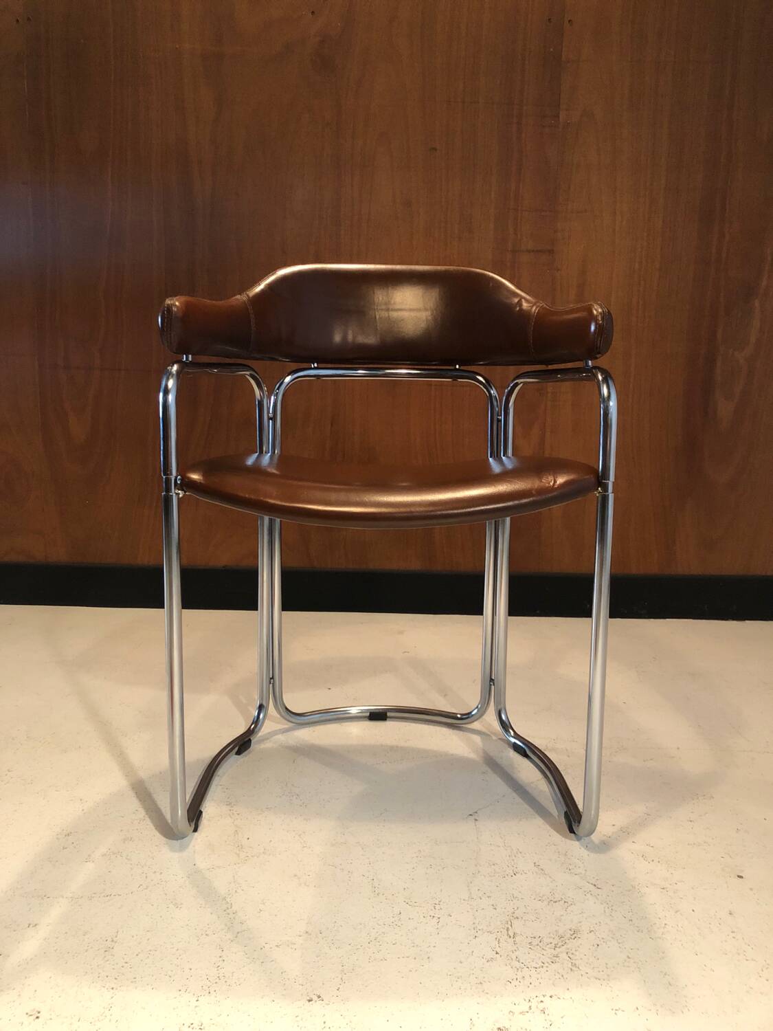 Vintage leather and chrome chair circa 1970