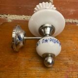 Antique Targetti Style SANKEY Wall Light Chrome Metal + Opaline Flower Decor