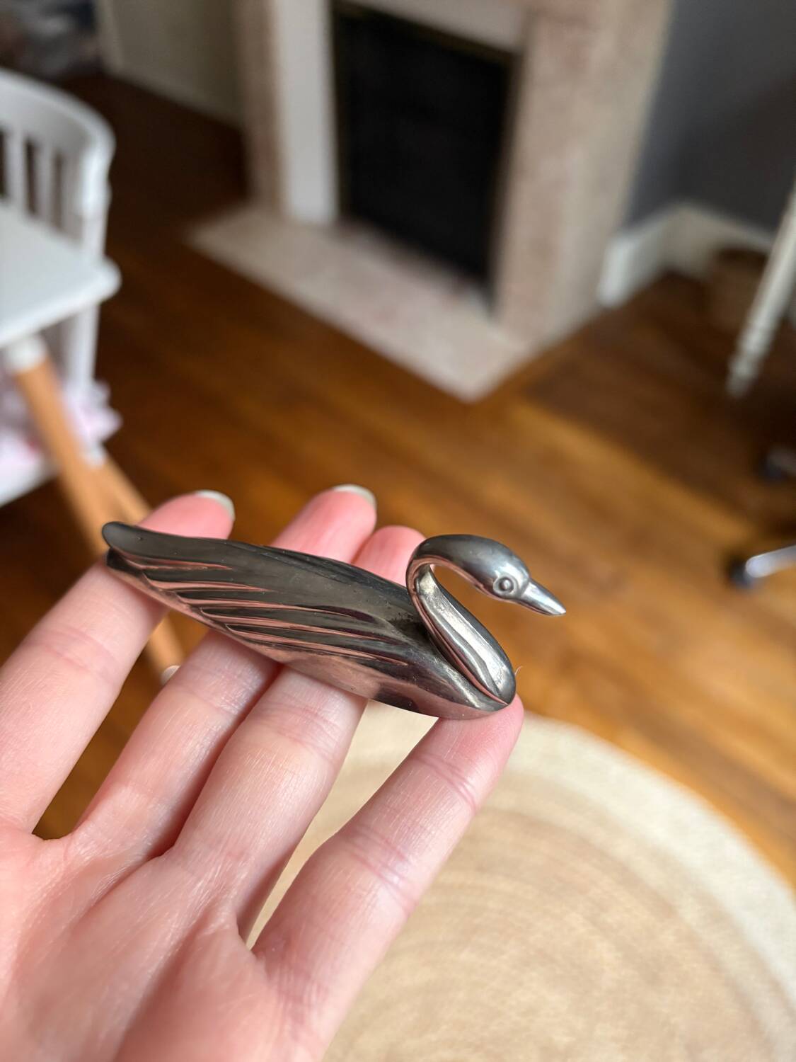 Set of 6 vintage silver-plated metal swan knife rests