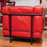 LE CORBUSIER AND PIERRE JEANNERET: "LC2" armchair in red leather