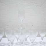 Series of 12 vintage red crystal wine glasses