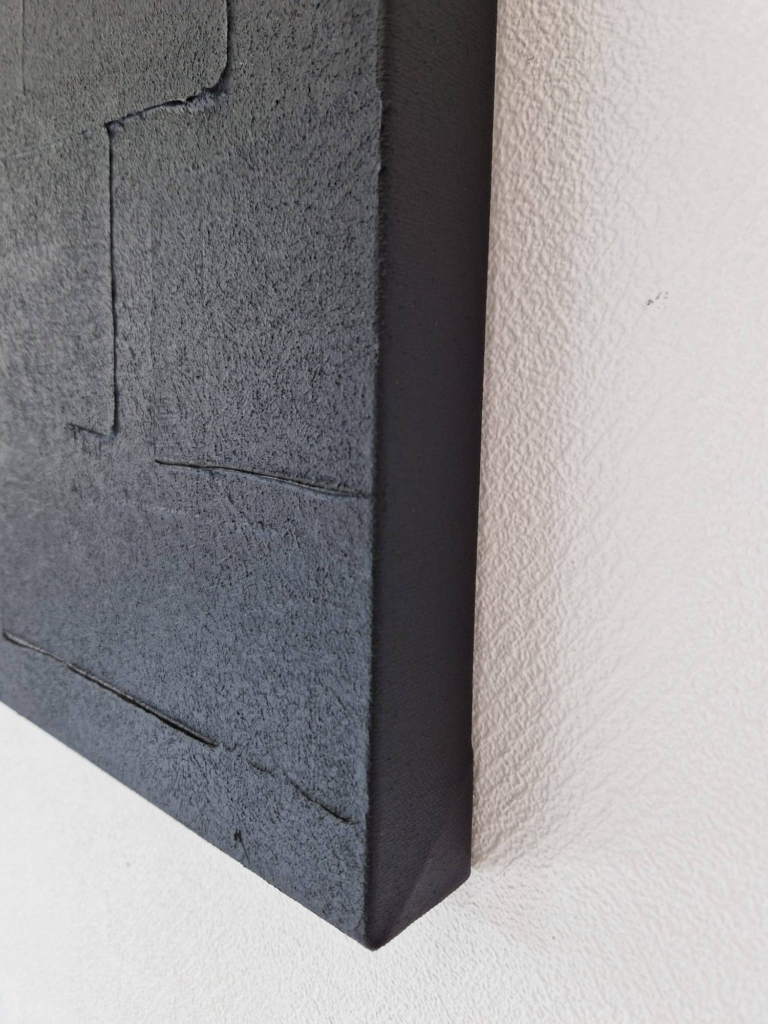 Monochrome black minimalist abstract painting