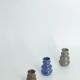 Small collection vases, mid-century modern Scandinavian, in glossy brown and blue stoneware, set of 3.