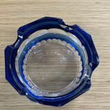 Cendrier en verre cristal bleu cobalt