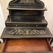 Napoleon III secretary with tiers - Blackened wood, enhanced with brass 19th century