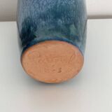 Glazed stoneware bottle vase signed Paturel