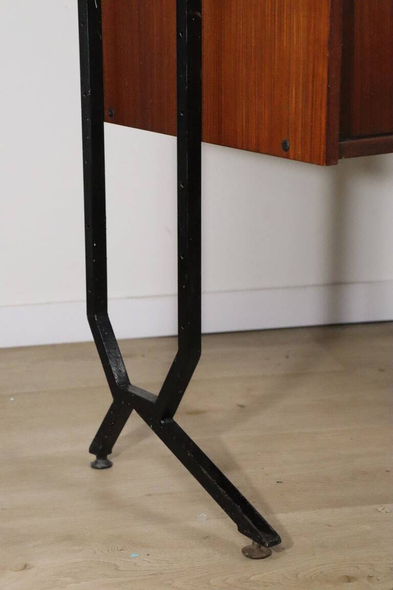 Vintage modular bookcase in wood and metal, Italy, 1960