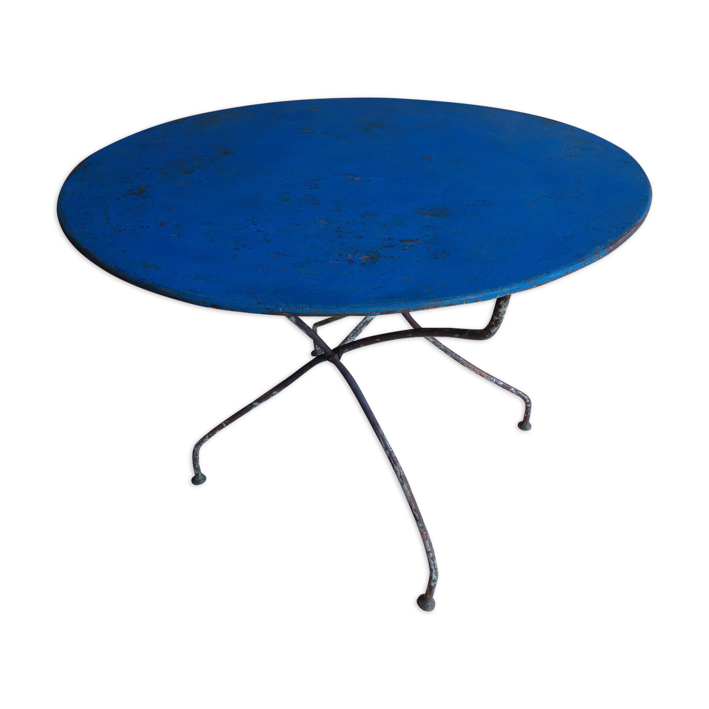 Ancienne table de jardin ronde en fer