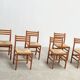 Set of six walnut and rattan dining chairs