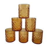 Set of 6 amber glasses 70s