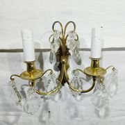 2-light bronze and crystal wall lamp