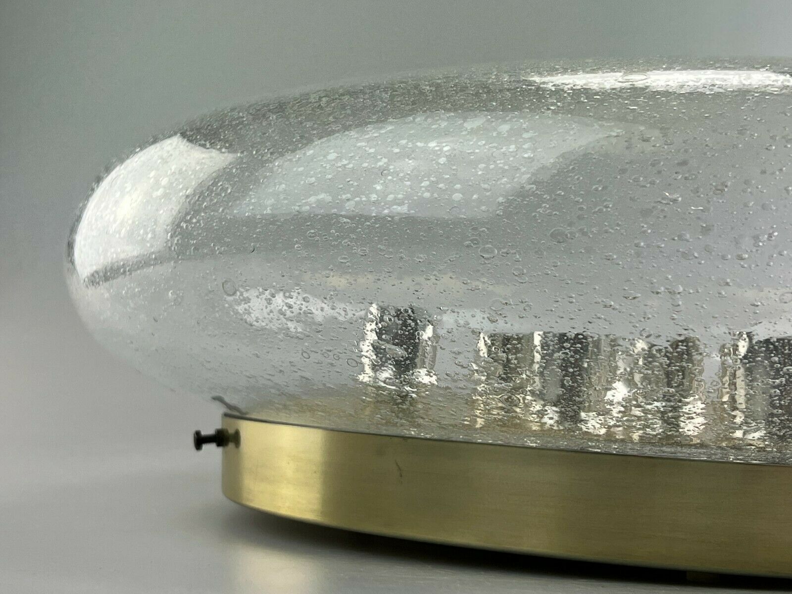 XL 60s 70s Lamp Light Plafoniere Flush Mount Ice Glass Hillebrand 60s