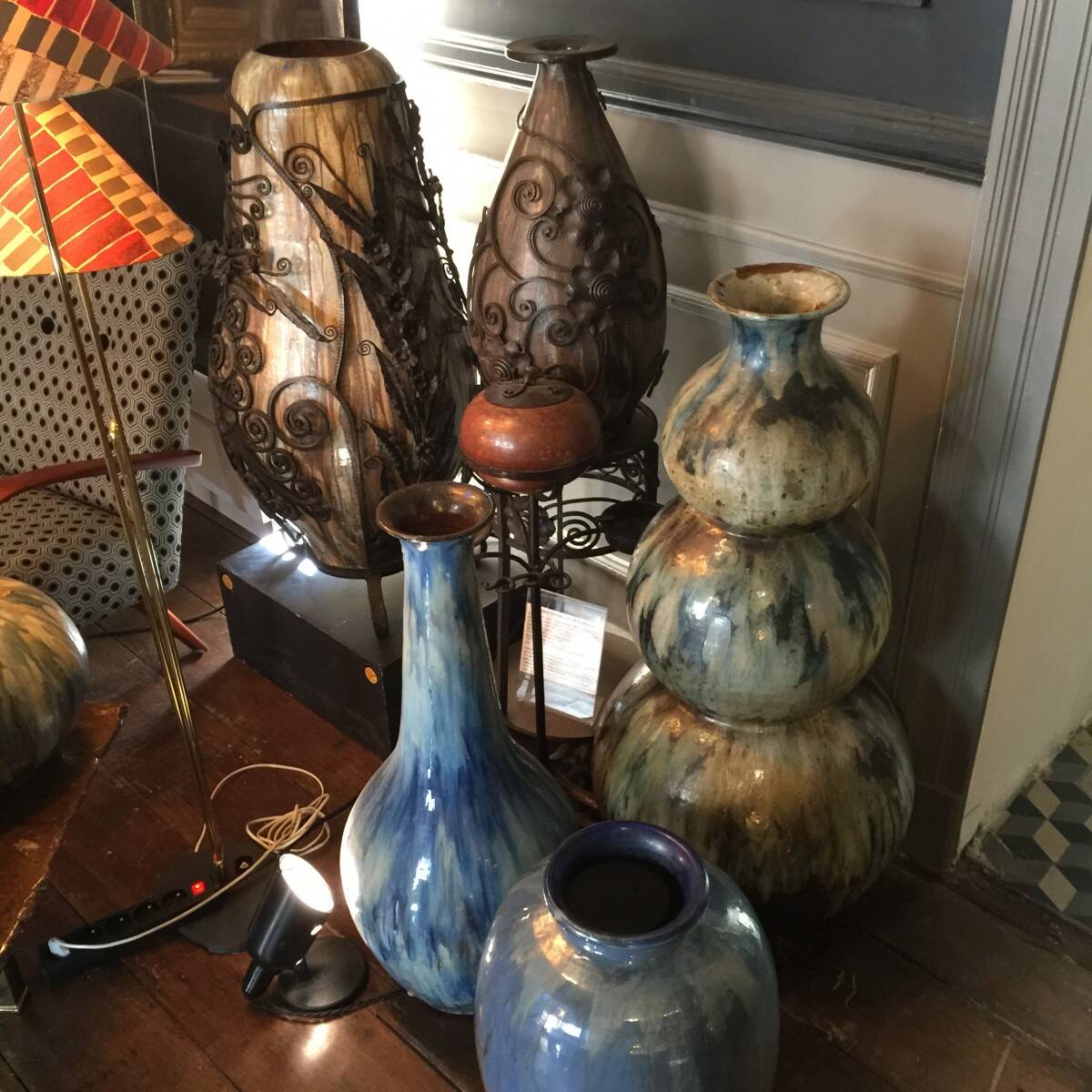 Roger Guerin, monumental trilobed vase, unique piece, 102 cm tall, salt-glazed stoneware