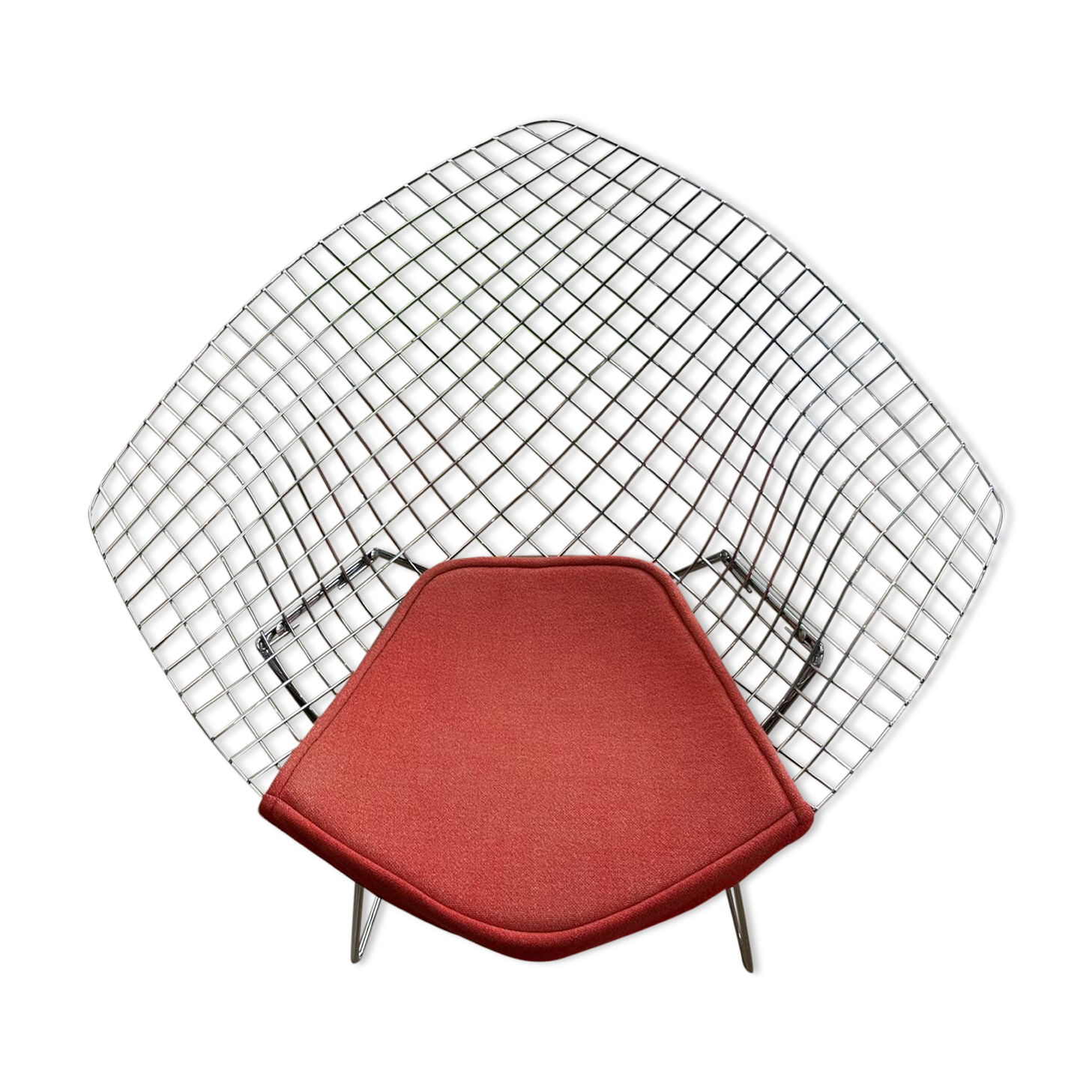 Fauteuil Diamond rouge H. Bertoïa édition Knoll contemporaine