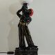 Vintage 1970s statue lamp – Black figurine in Art Deco style, opal ball.