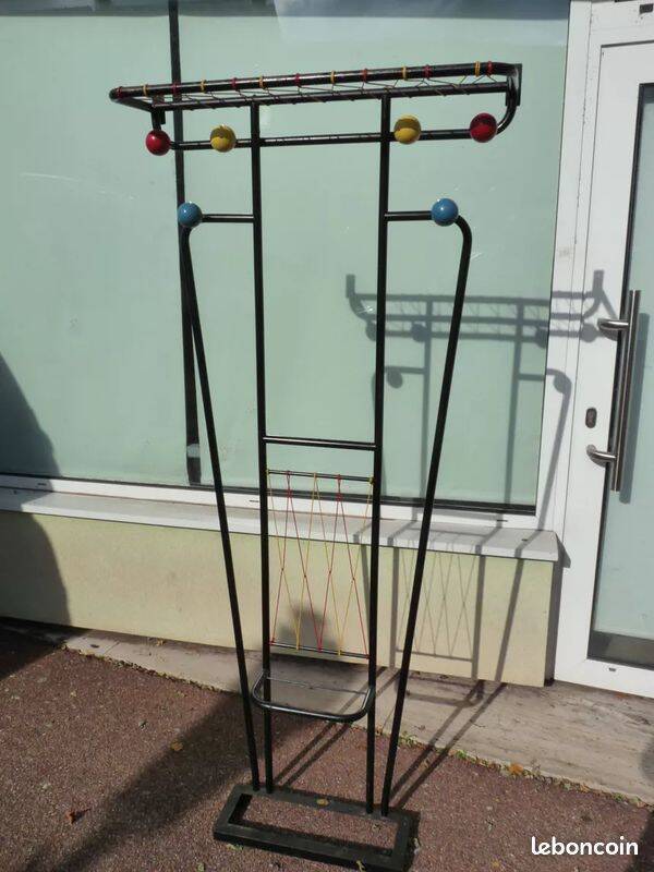 1960s wall-mounted coat rack with colored balls