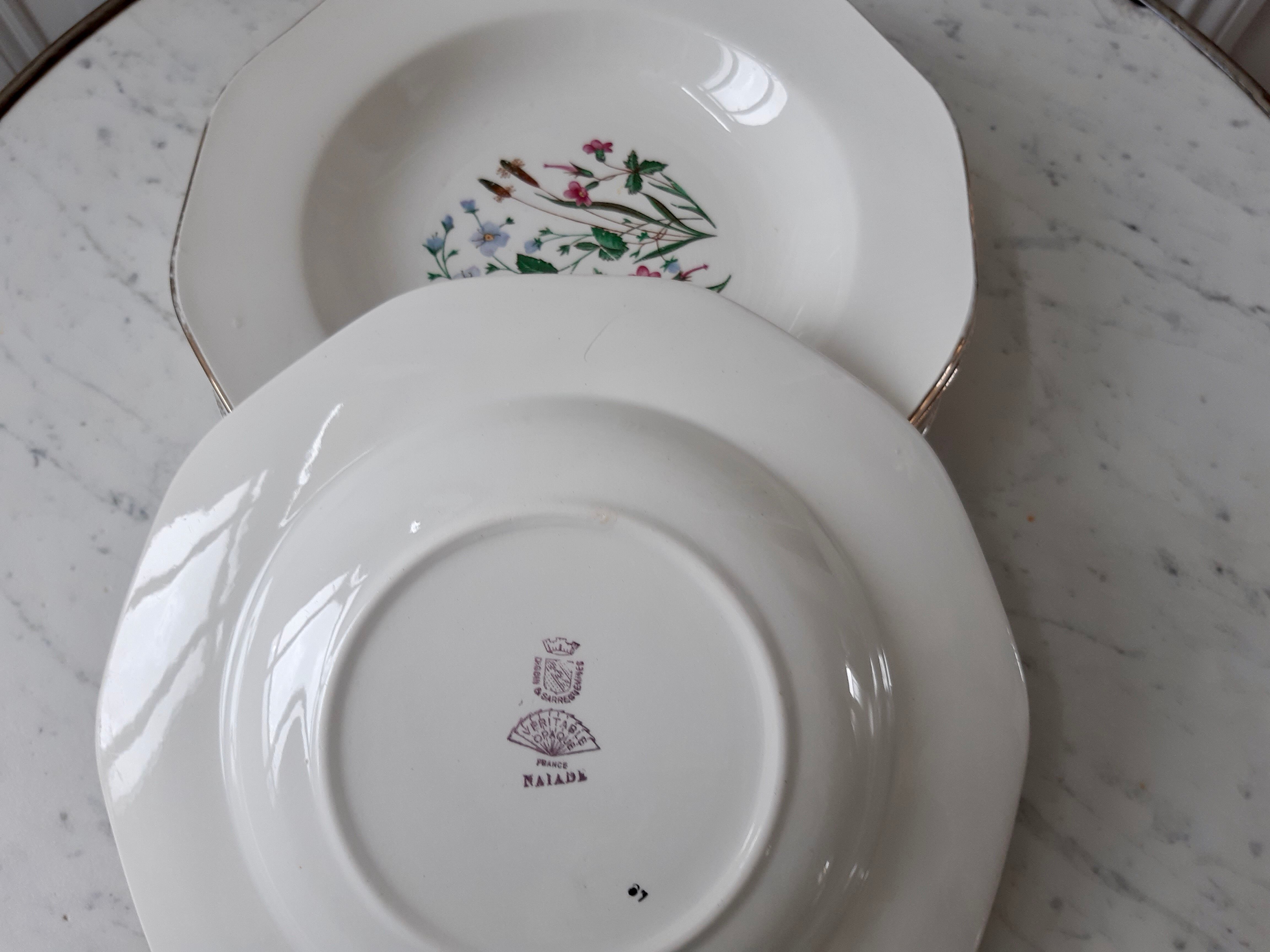 Lot of 6 hollow plates Digoin Sarreguemines model Naïade