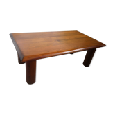 Coffee table solid wood cylindrical legs brutalist vintage