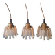 Set of 3 Doria pendant lights in amber-coloured frosted glass, 1960s