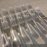 12 silver-plated table forks by Christofle America