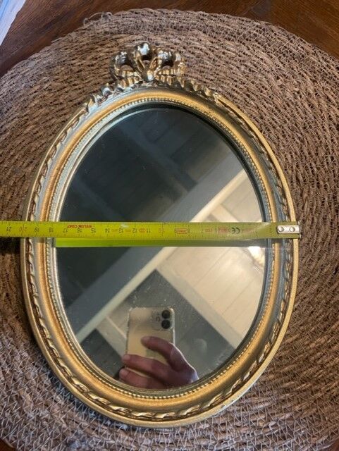 Old frame wall mirror oval gilded wood