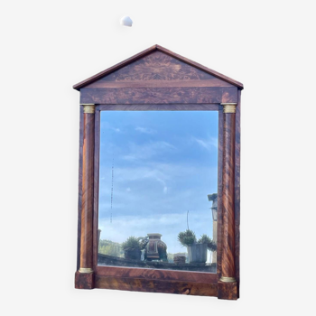 Empire style mahogany and mahogany veneer mirror