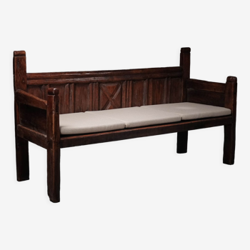 Carved bench, solid wood, nineteenth century