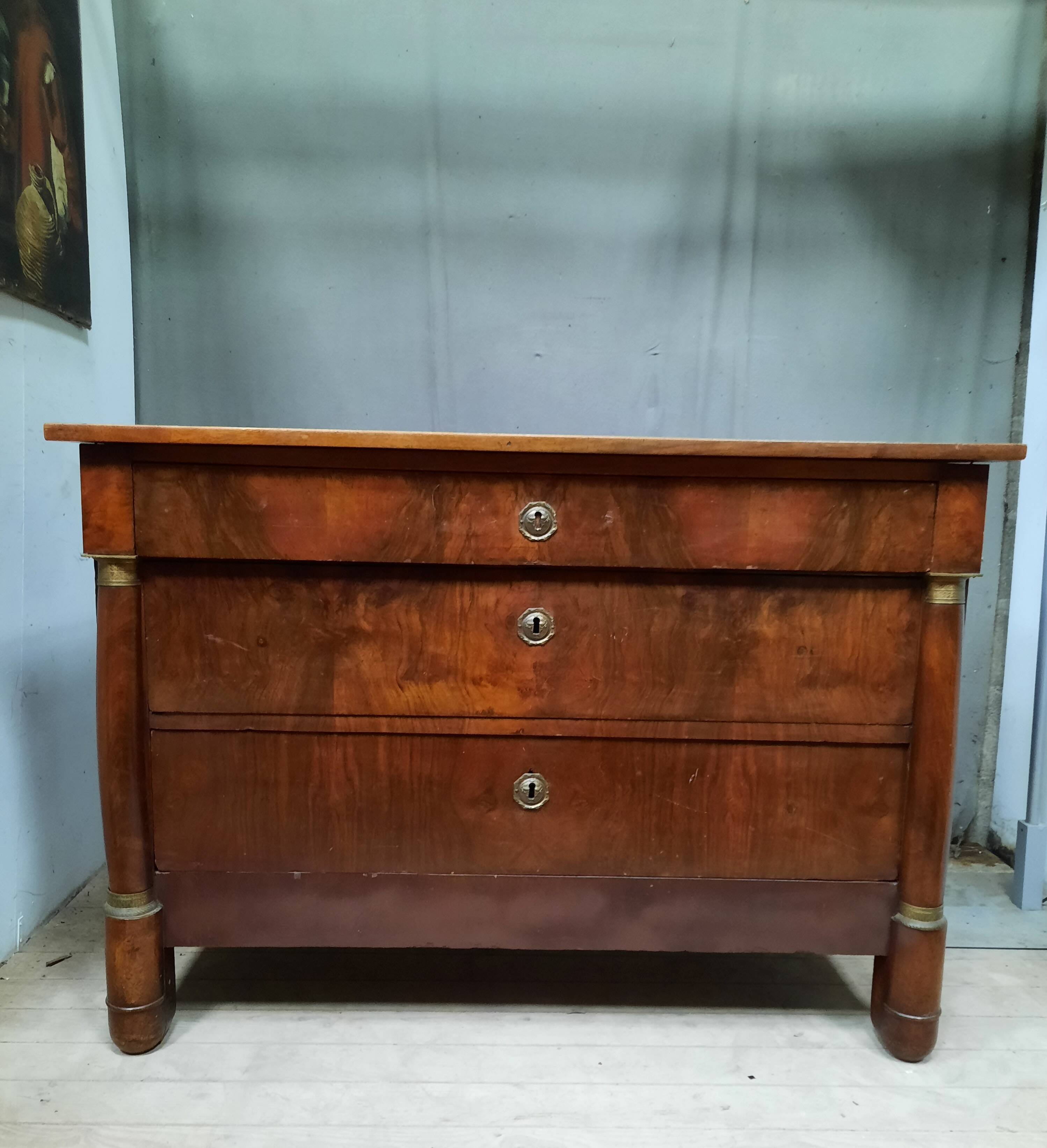 Commode empire en plaquage d acajou
