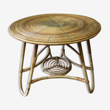 Table basse en rotin et bambou