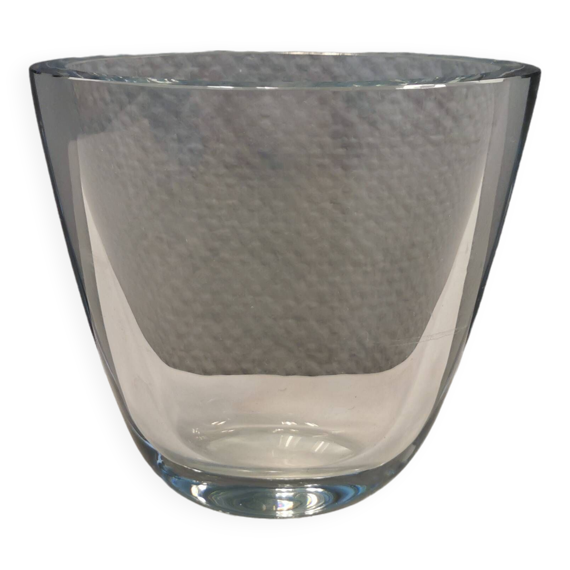 Large and heavy glass vase from Swedish Orrefors Glassworks.