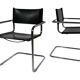 Ensemble vintage de 6 chaises à structure tubulaire Mart Stam design cuir