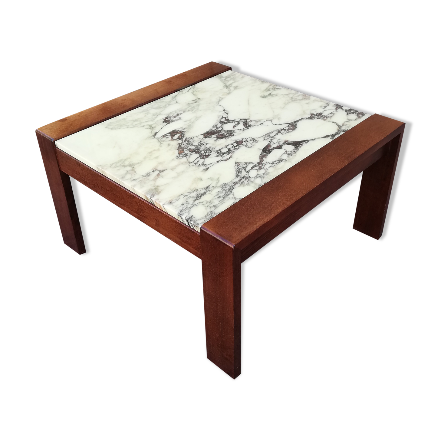 Vintage coffee table wood and marble