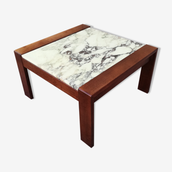 Vintage coffee table wood and marble