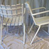Pair of white garden armchairs