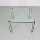 Peter Ghyczy for Ghyzcy Square Glass Coffee Table, 1970's Hollywood Regency