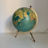 Vintage 1969 globe, tripod glass, Taride world map - 33 cm