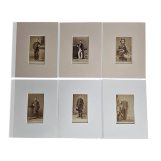 Set of 6 mounted old photographs, 19th century studio portraits