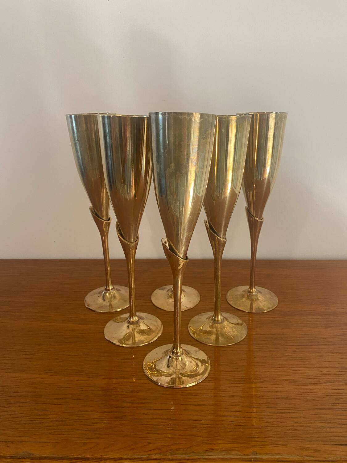 Brass champagne flutes