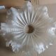 Vintage pleated glass lampshade with claw and socket.