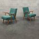 Paire de fauteuils bleu nuancé vert tchèque 1960