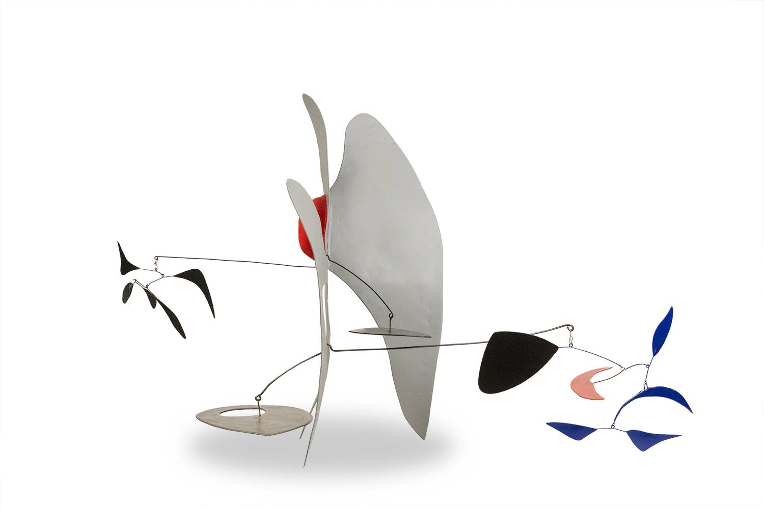 Olivier Vonet Sculpture in black, blue, and red lacquered metal. Contemporary.