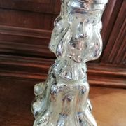 Paire de bougeoirs en verre mercurisé