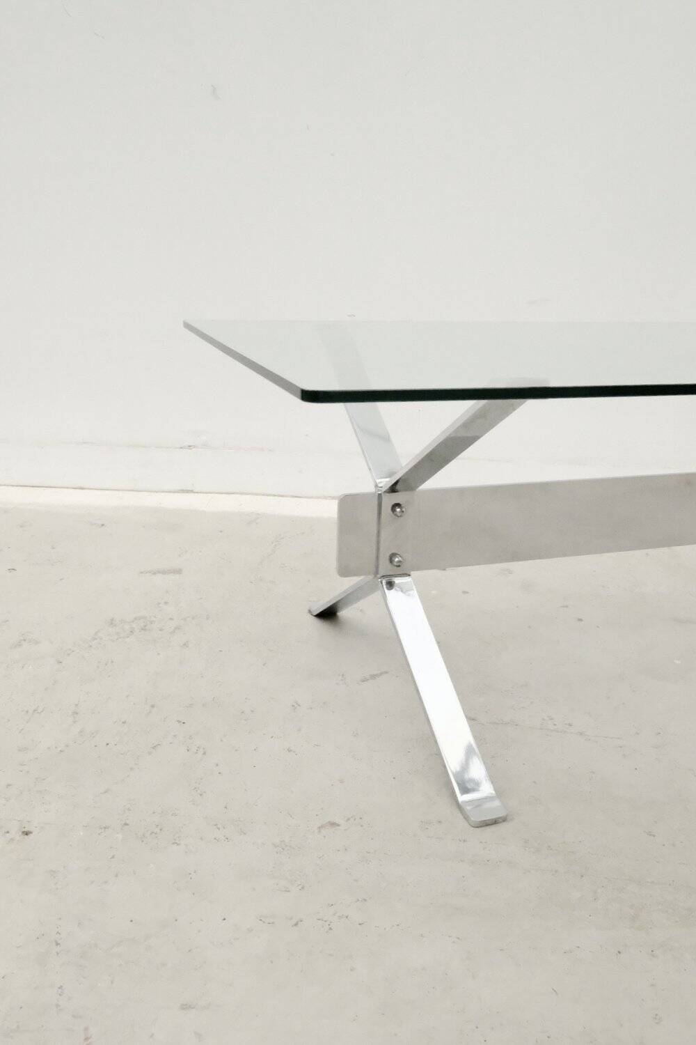 Chrome and glass coffee table, 1970